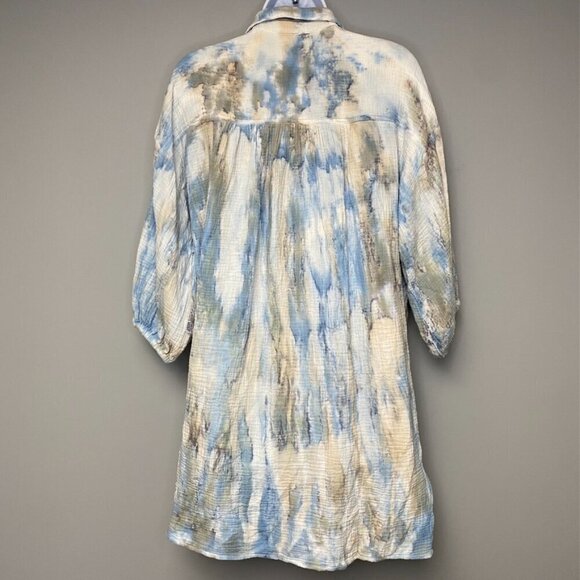 YFB Gauze Artsy Lagenlook Oversized Tie-Dye Button Up Women's Size S - Picture 4 of 8